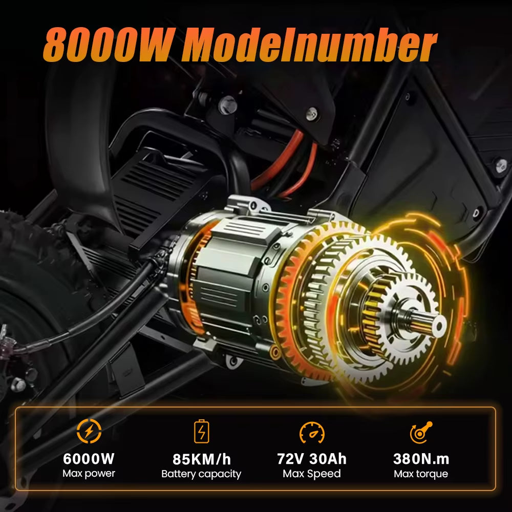 Electric Dirt Bike Mid-Drive Motor 72V/30AH/6000W Electric Motorcycle Bike Hydraulic Brakes Electric Bicycle
