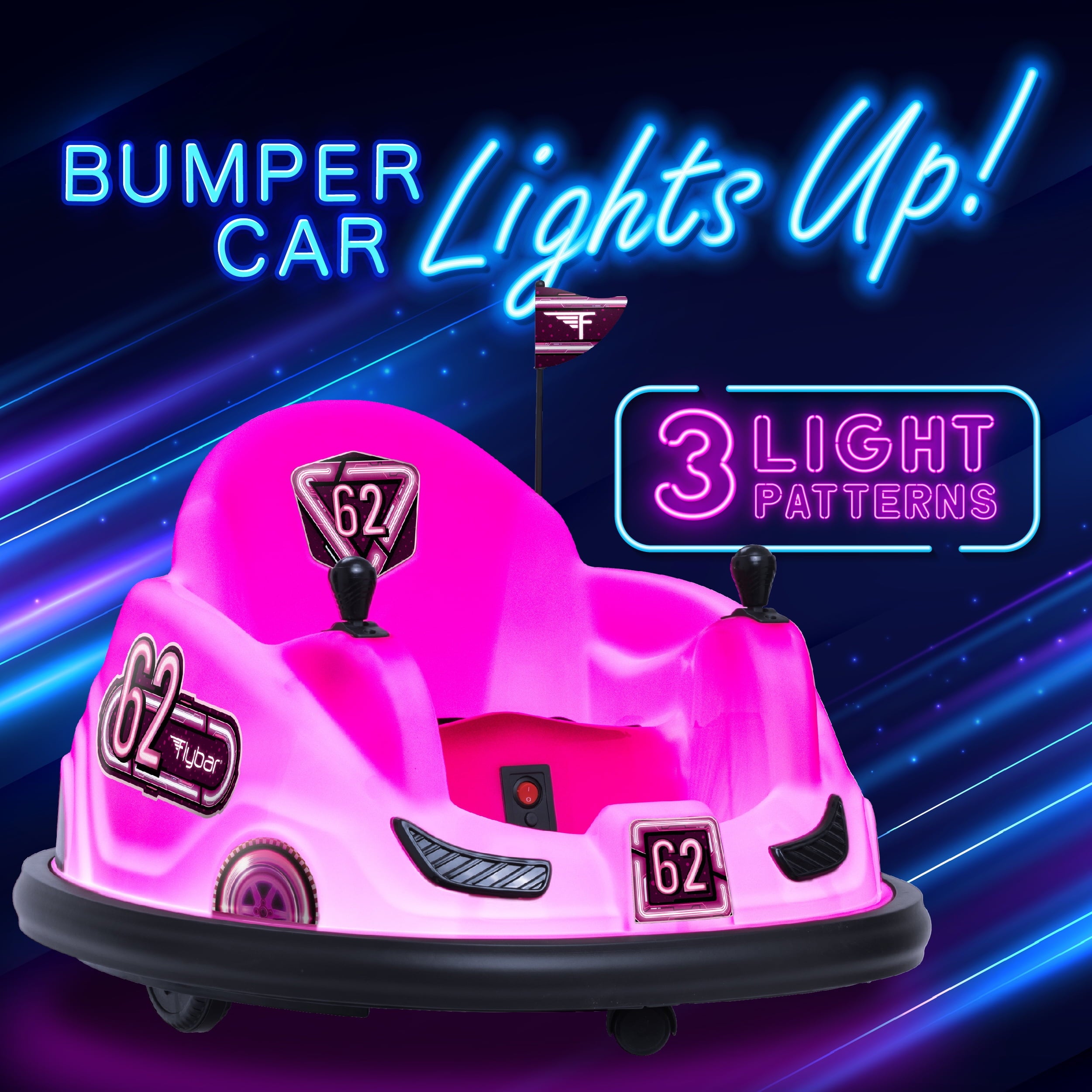 Pink Glow 6V Bumper Car, Battery Powered Ride on for Children by , Ages 1.5+, 66Lbs