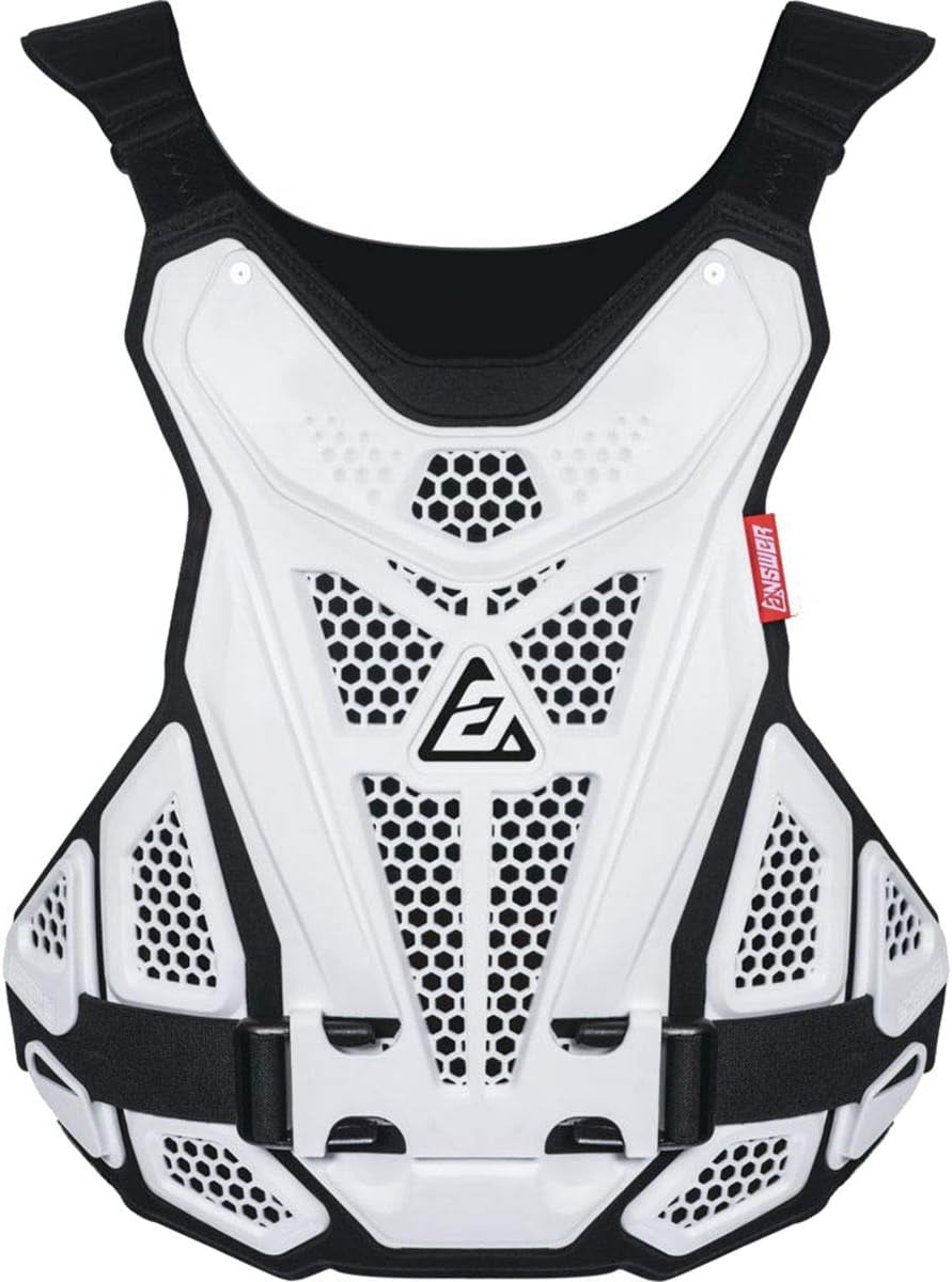 Racing 451907 Powersports Motocross Dirtbike Protective Gear Accessories: Apex 1 CE Roost Guard Chest Protector, White/Black, One Size