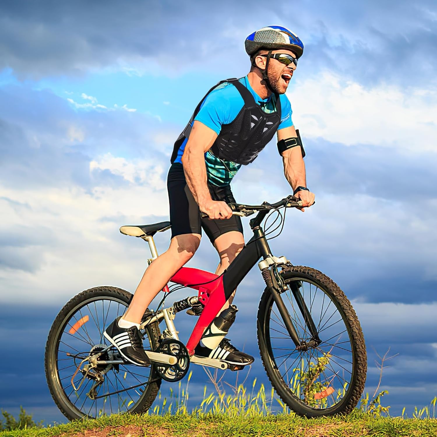 Motorcycle Armor Vest Chest Back, Motocross Body Guard Vest Skiing Riding Skating Anti-Fall Vest Protective Gear