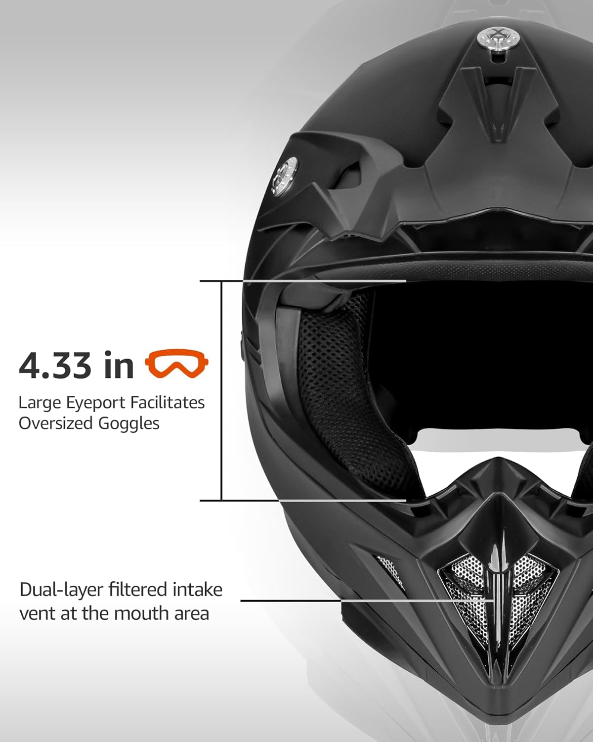 Dirt Bike Helmet DOT Approved - Motocross ATV MX BMX Offroad Full Face Helmet with 8 Ventilation Vents & Removable Liner, Adult Unisex Motorcycle Helmet for Trail Riding - YM-915