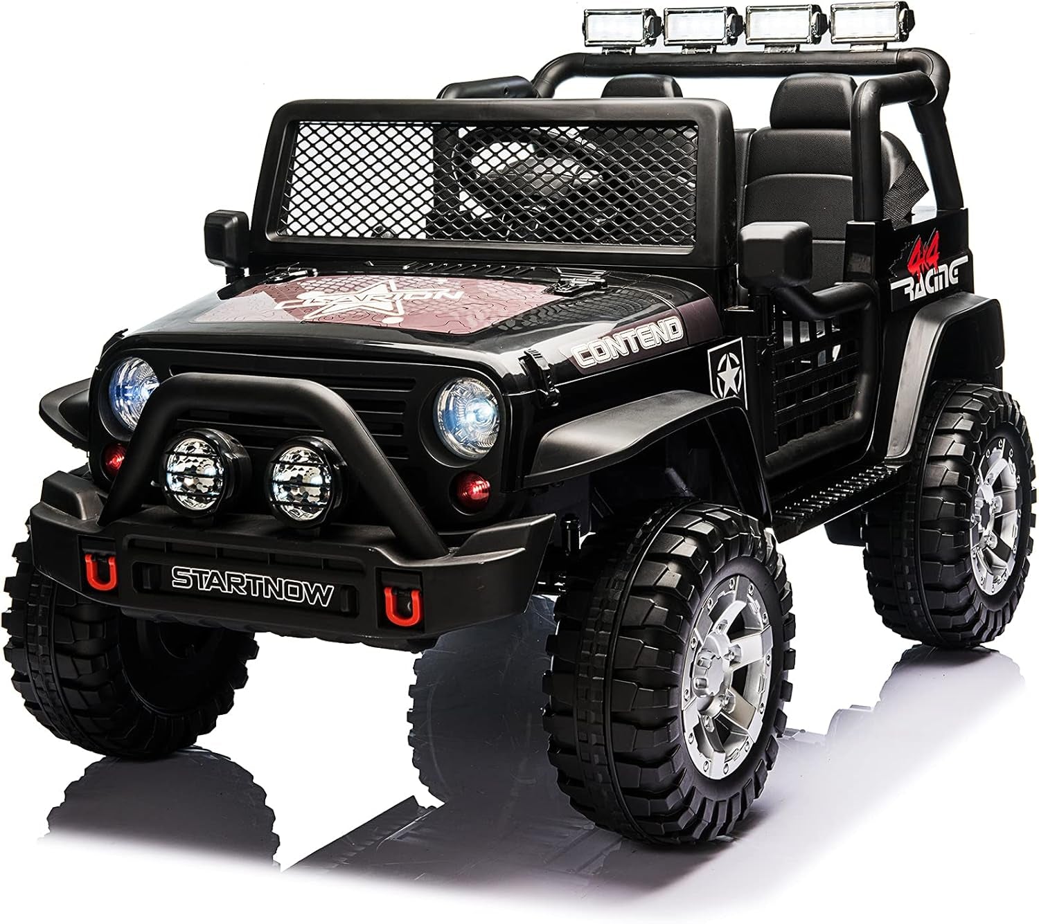 12V Electric Ride on Car with Remote Control Kids Ride on Off-Road Truck Battery Powered Motorized Vehicles Ride on Toys for Kids with Wheels Suspension, Multi-Led Lights, Music, Black