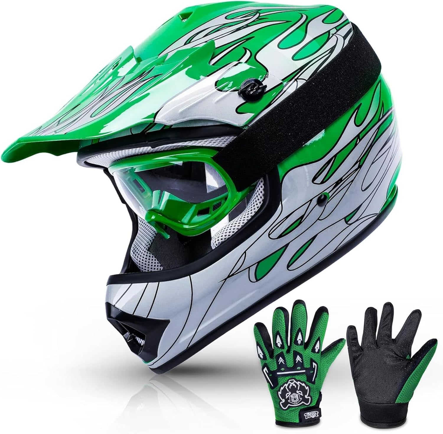 Youth Kids Helmet Motocross ATV Dirtbike BMX MX Offroad Full Face Motorcycle Helmet Gloves Goggles Dot Approved