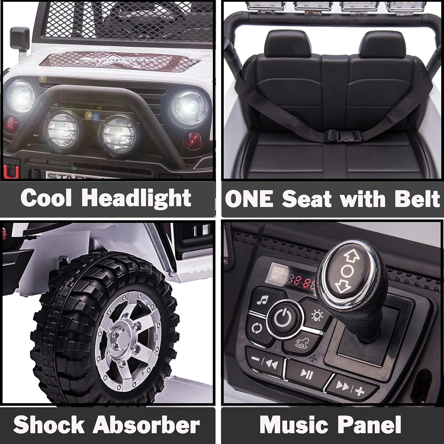 12V Electric Ride on Car with Remote Control Kids Ride on Off-Road Truck Battery Powered Motorized Vehicles Ride on Toys for Kids with Wheels Suspension, Multi-Led Lights, Music, Black