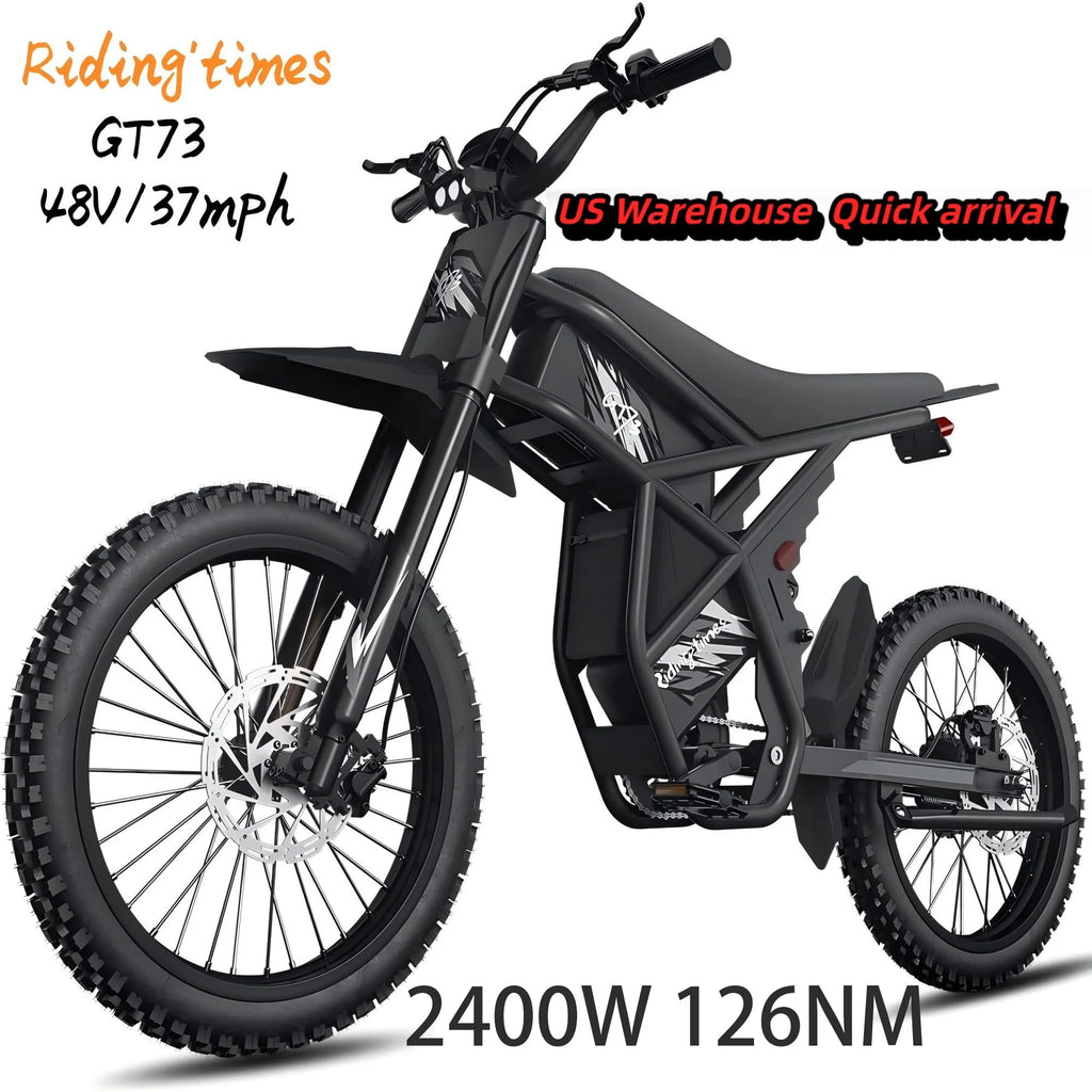 GT73 Electric Bike for Adults,2400W UL2849 Electric Dirtbike with 25" Motorcycle Tires,48V36.4Ah Dual Battery Ebike,Max 37 Mph & 85 Mile Long Range,Dual Hydraulic Brakes&Full Suspension