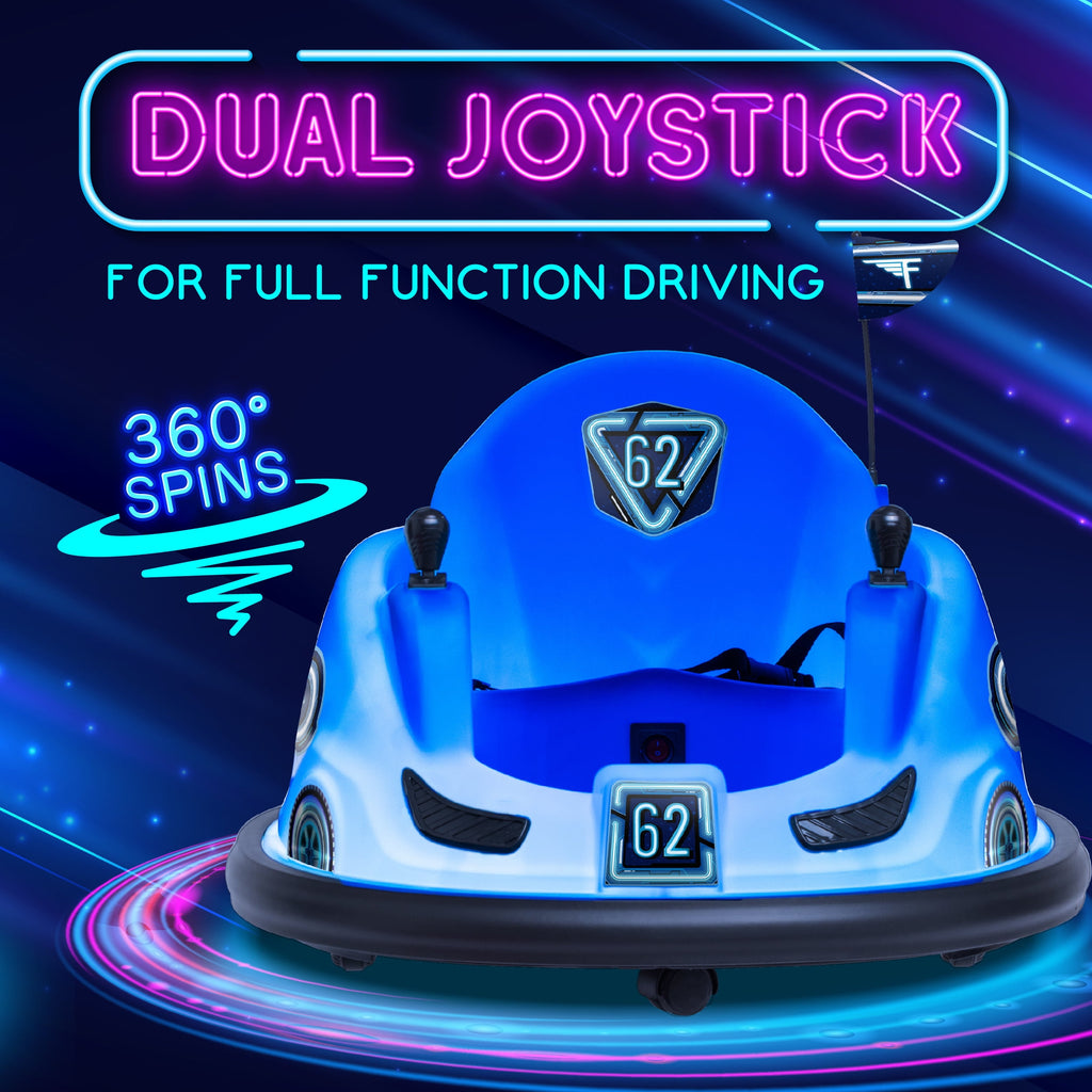 6V Blue Glow Bumper Car, Battery Powered Ride on for Children, Ages 1.5+, by