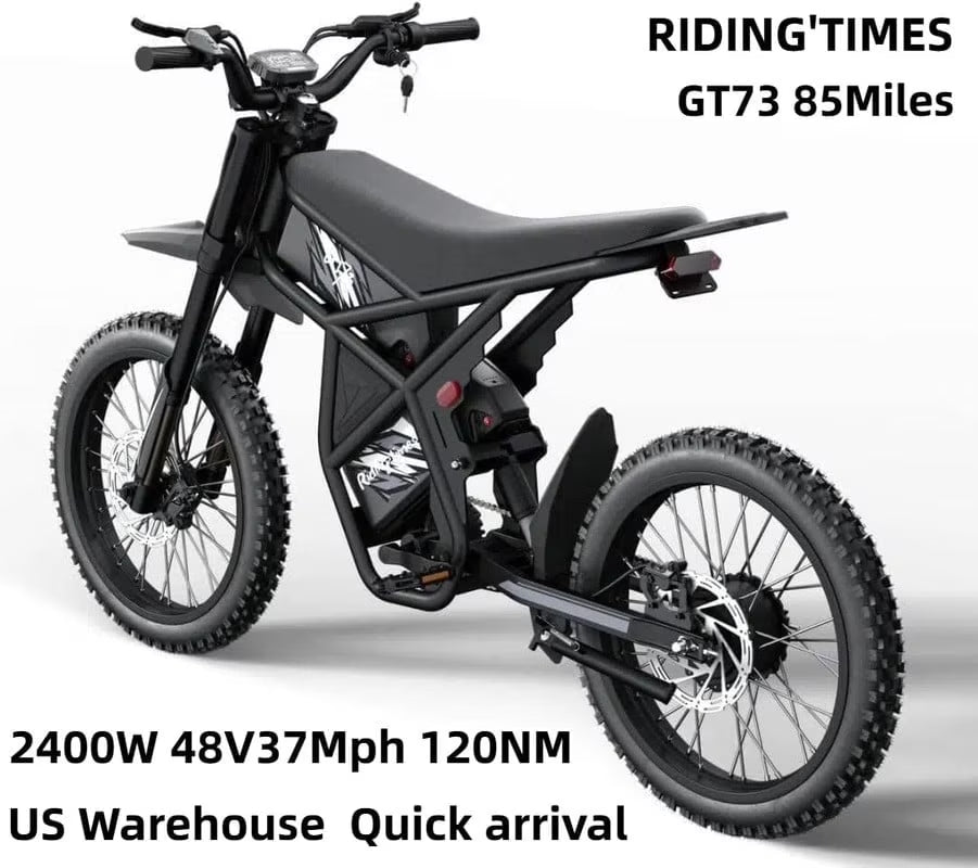 s GT73 Electric Motorbike 2400W 48V 18.2AH*2 Electric BIKE with 25" Tires Digital Screen Carbon Steel,Black