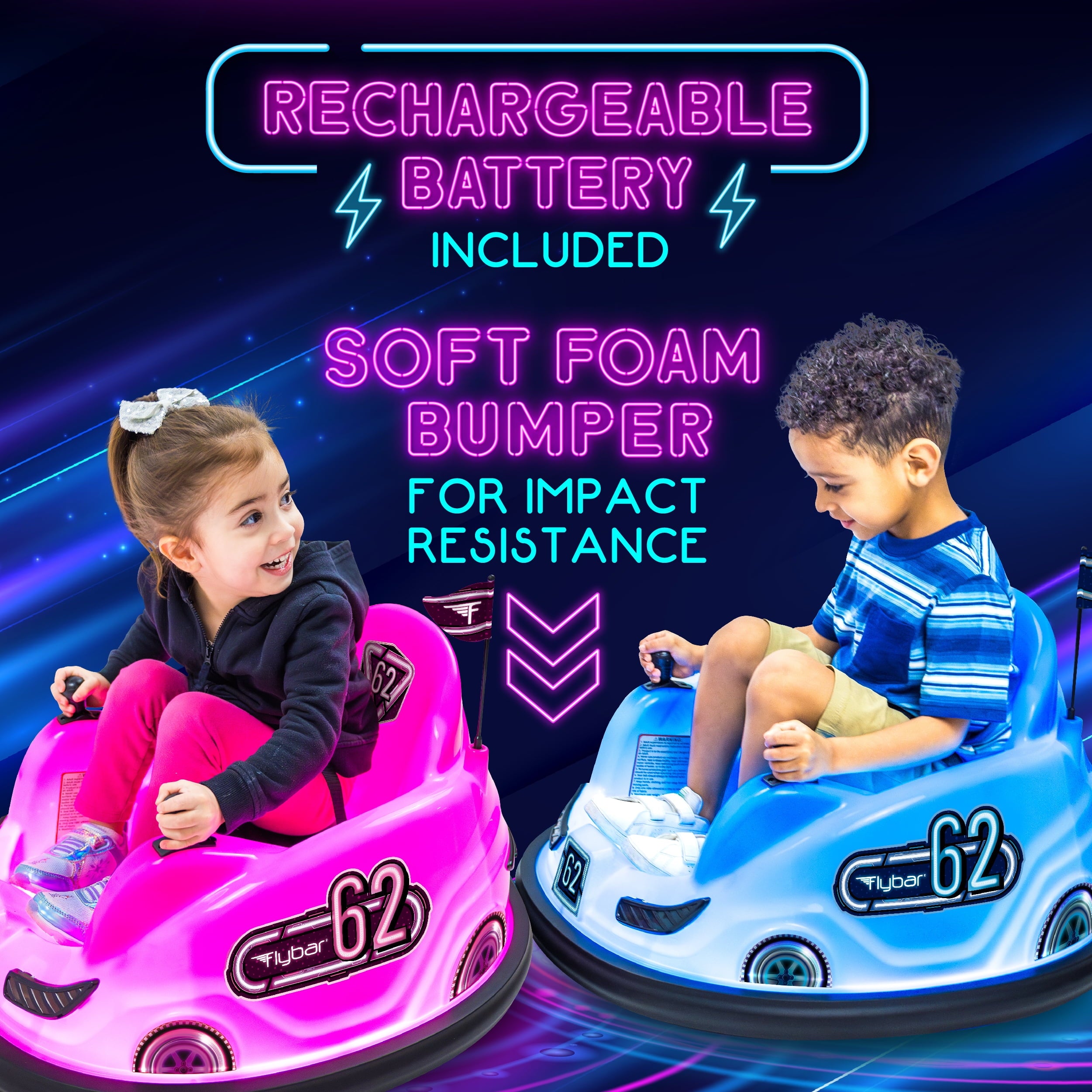 Pink Glow 6V Bumper Car, Battery Powered Ride on for Children by , Ages 1.5+, 66Lbs