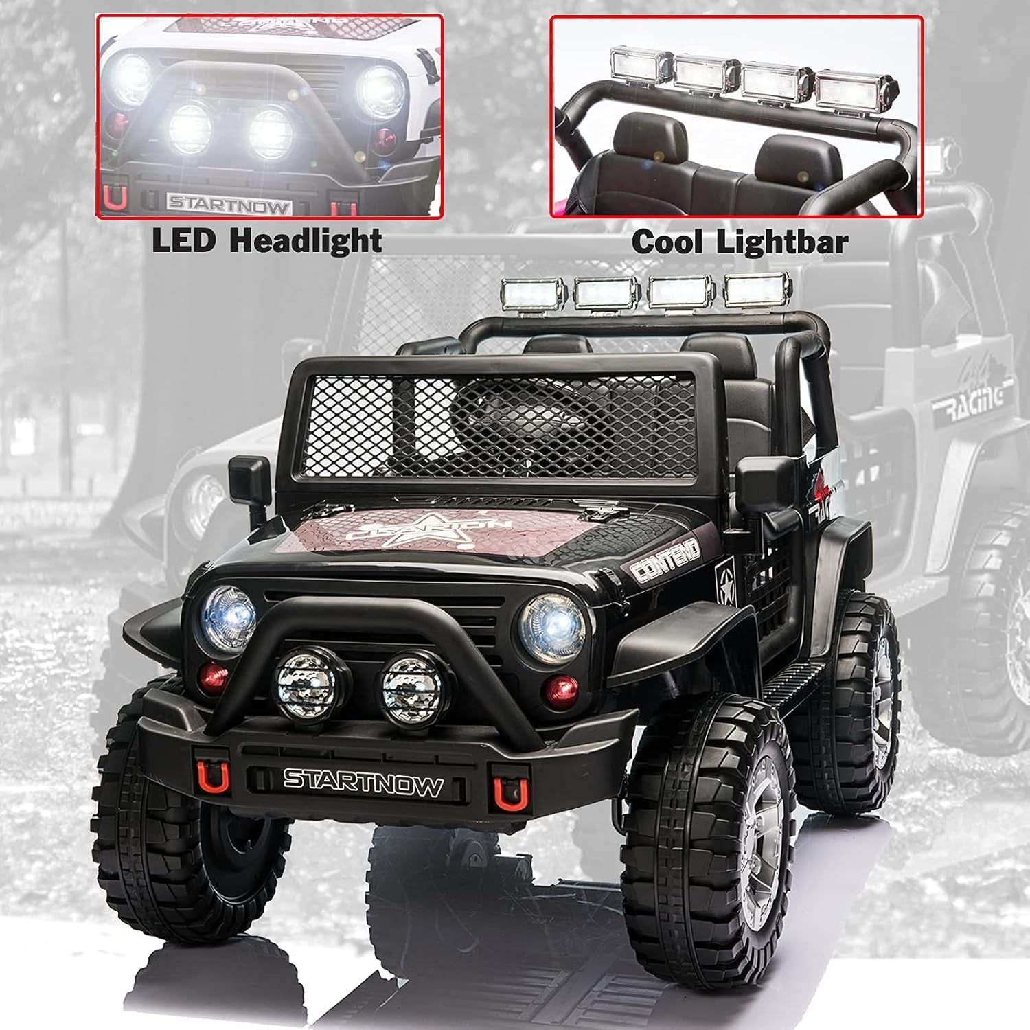 12V Electric Ride on Car with Remote Control Kids Ride on Off-Road Truck Battery Powered Motorized Vehicles Ride on Toys for Kids with Wheels Suspension, Multi-Led Lights, Music, Black