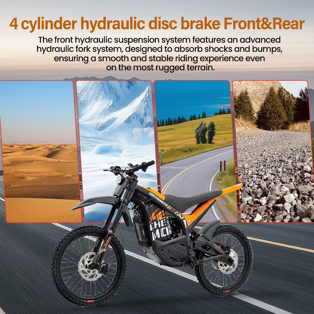 Electric Dirt Bike Mid-Drive Motor 72V/30AH/6000W Electric Motorcycle Bike Hydraulic Brakes Electric Bicycle