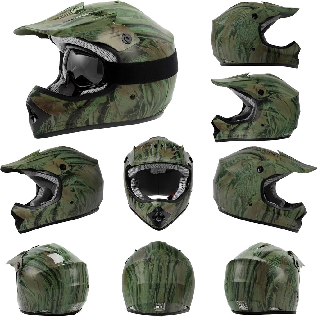 Dot Youth & Kids Motocross Offroad Street Helmet with Goggles & Gloves