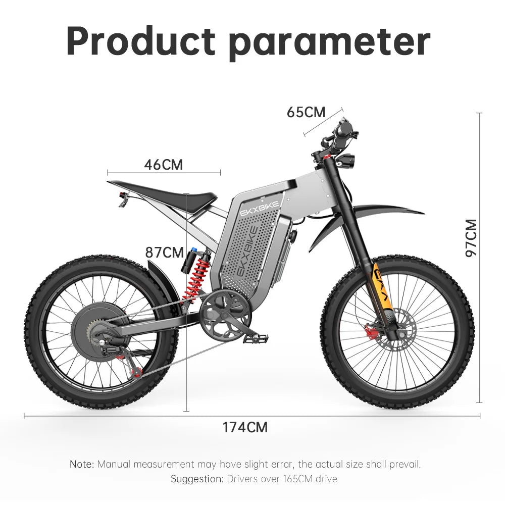 EKX X21 MAX Electric Moutain Dirt Bike for Adults,3000W (Peak 6000W) 45MPH 60V 30AH Removable Samsung Battery E-Bike,19"X2" Offroad Tire Electric Motorcycle Bicycle 7 Speed Full Suspension UL2849