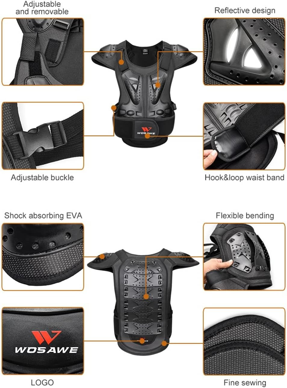 Adults Motorcycle Body ATV Protective Vest Dirtbike Chest Back Protector