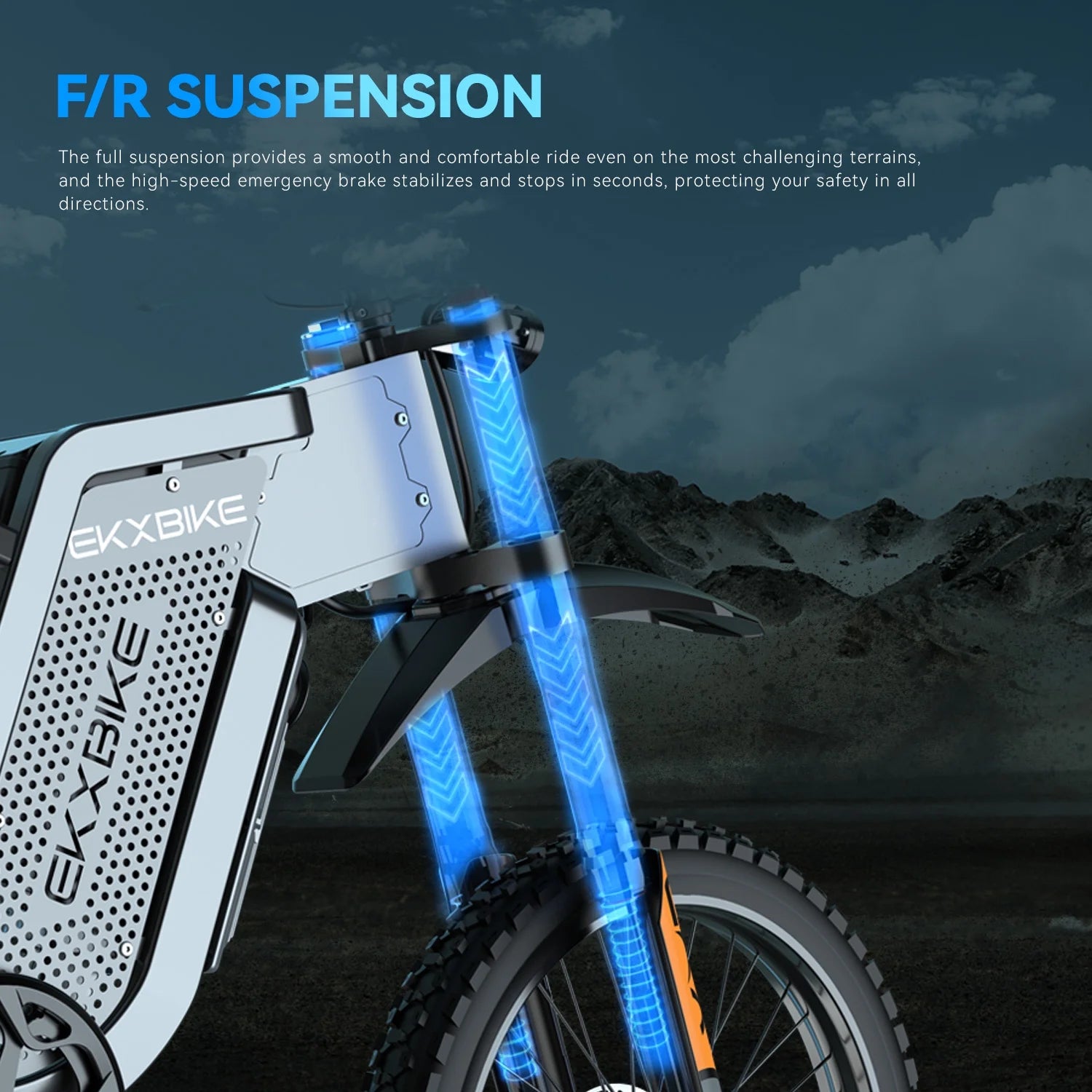 EKX X21 MAX Electric Moutain Dirt Bike for Adults,3000W (Peak 6000W) 45MPH 60V 30AH Removable Samsung Battery E-Bike,19"X2" Offroad Tire Electric Motorcycle Bicycle 7 Speed Full Suspension UL2849