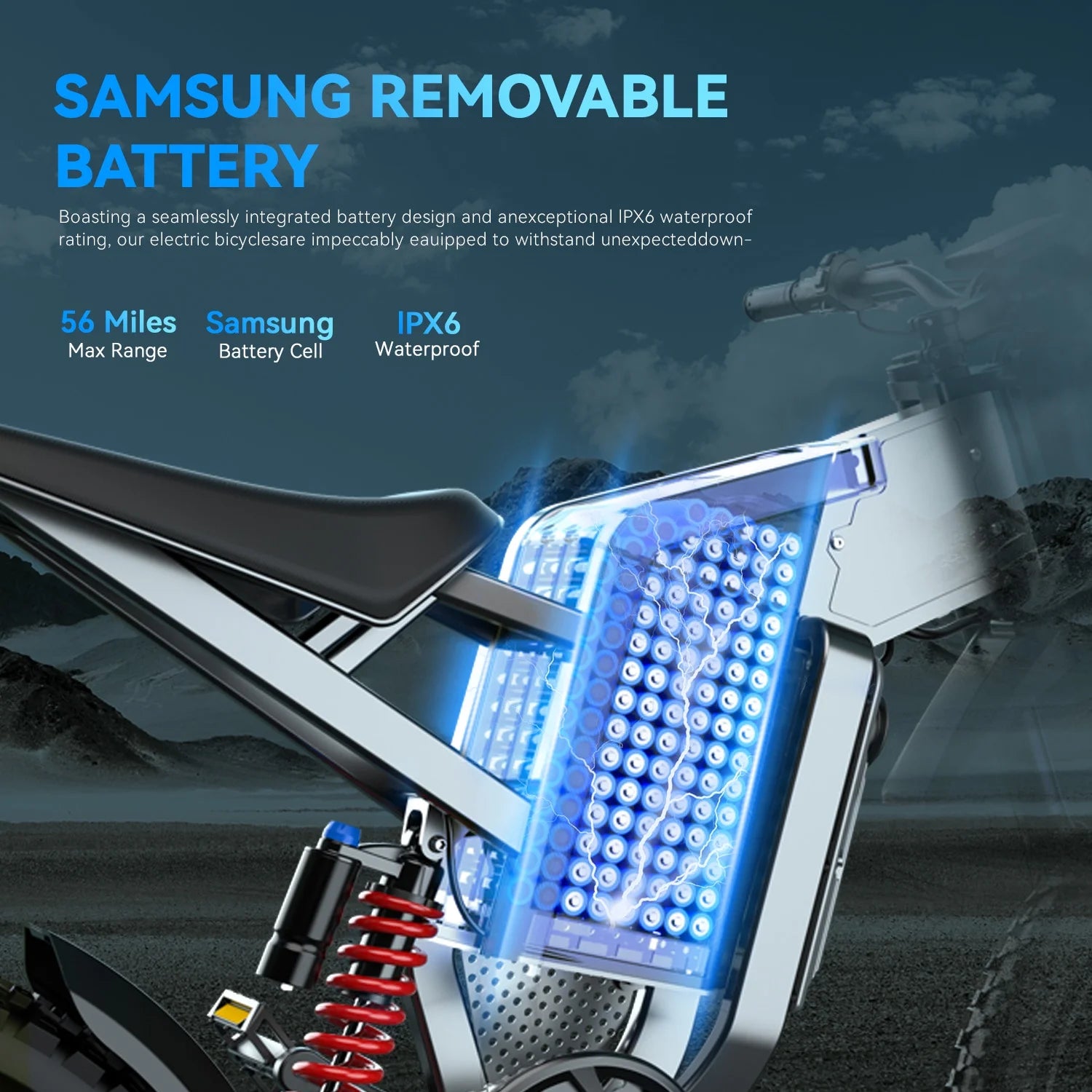 EKX X21 MAX Electric Moutain Dirt Bike for Adults,3000W (Peak 6000W) 45MPH 60V 30AH Removable Samsung Battery E-Bike,19"X2" Offroad Tire Electric Motorcycle Bicycle 7 Speed Full Suspension UL2849