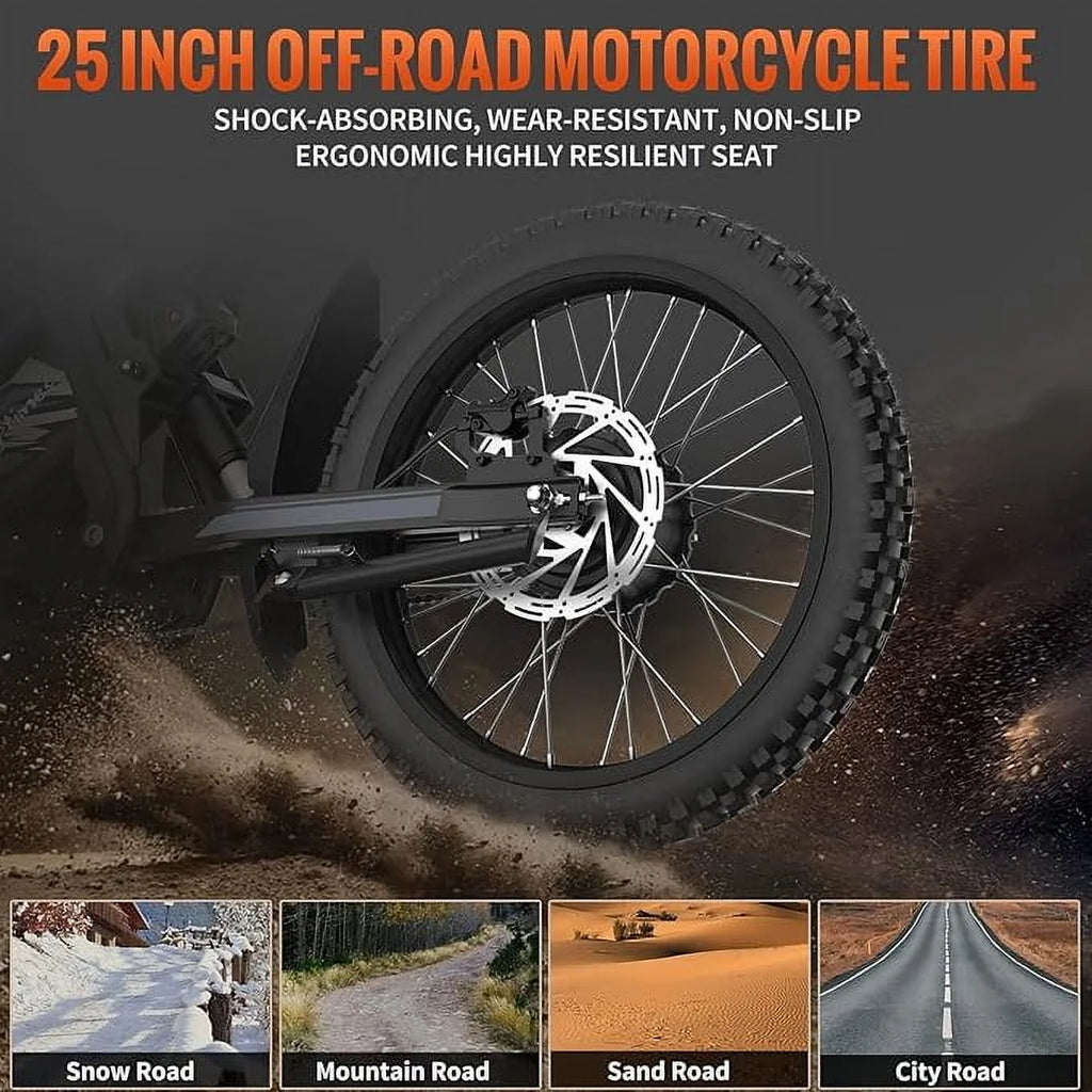 s GT73 Electric Motorbike 2400W 48V 18.2AH*2 Electric BIKE with 25" Tires Digital Screen Carbon Steel,Black